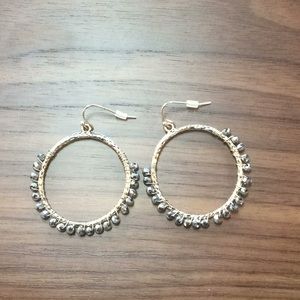 Topshop Gold-toned/pewter crystal hoops